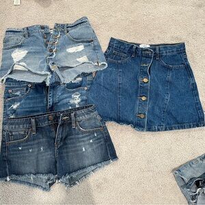 Jeans shorts and size small skirt. Bundled as one price.